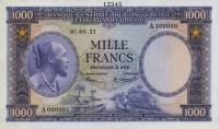 p29s from Belgian Congo: 1000 Francs from 1953